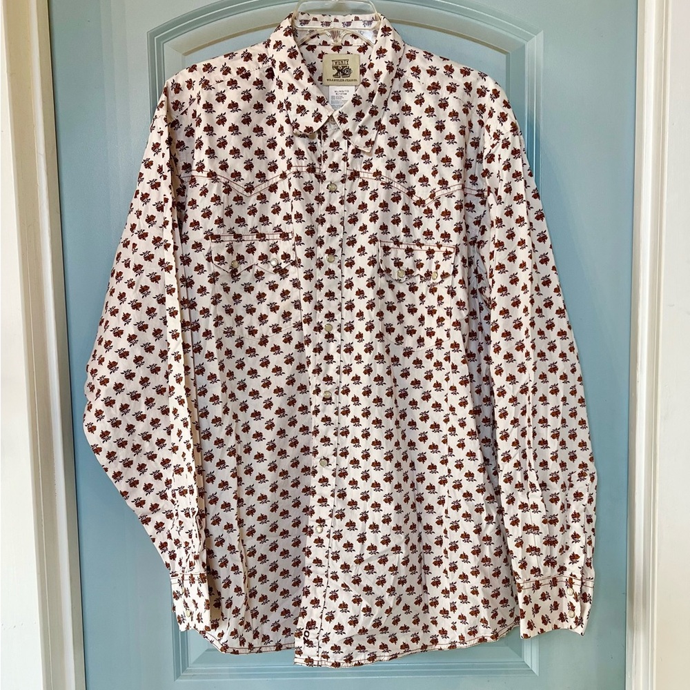 Men's Wrangler Western Pearl Snap Cotton Shirt XL